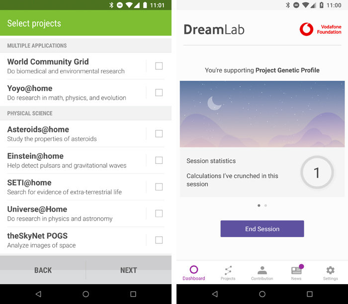 Aplicaciones de Android HTC Power to Give y DreamLab