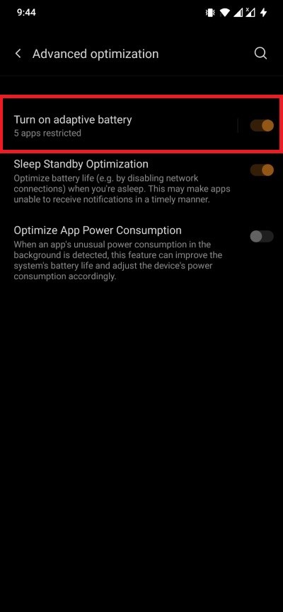 Notificaciones de Android con batería adaptable