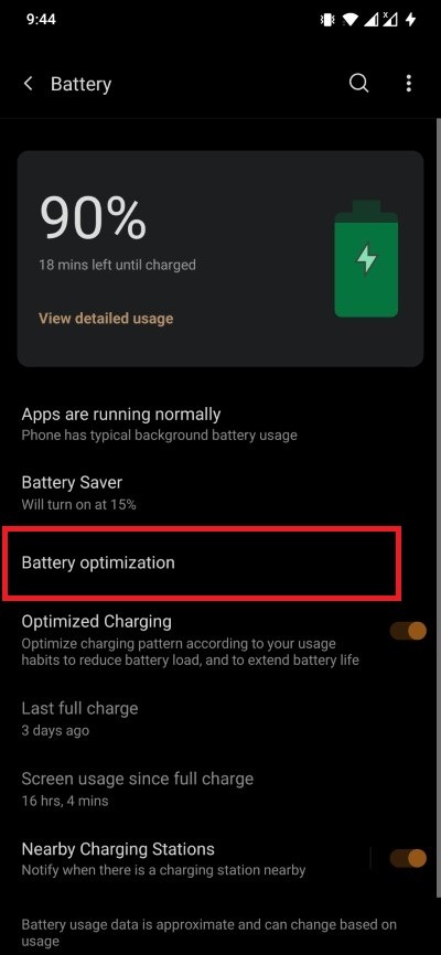 Optimización de la batería Notificaciones de aplicaciones de Android