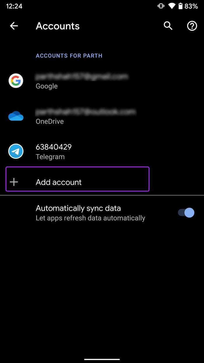 Agregar aplicaciones de cuenta que no se actualizan en Android
