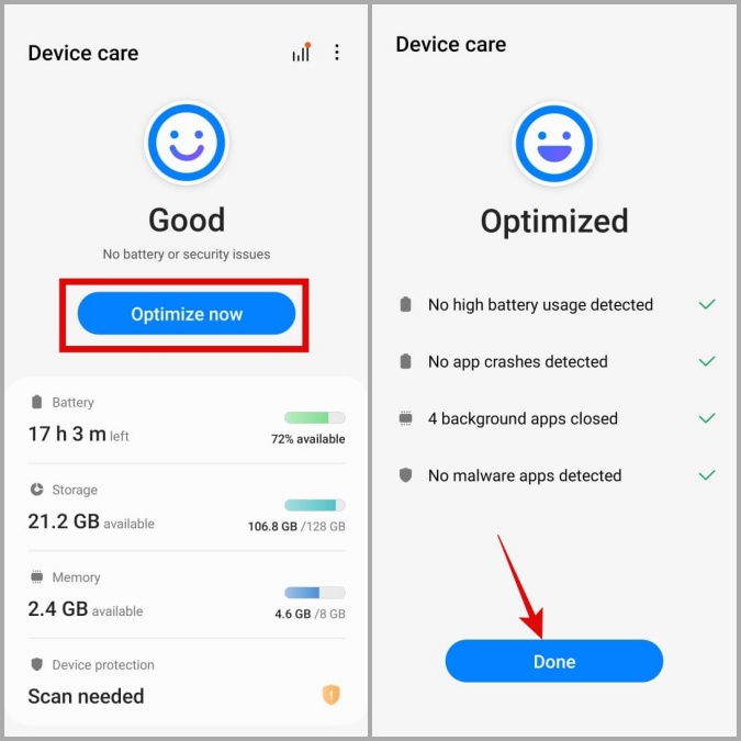Optimice su teléfono Samsung con Device Care